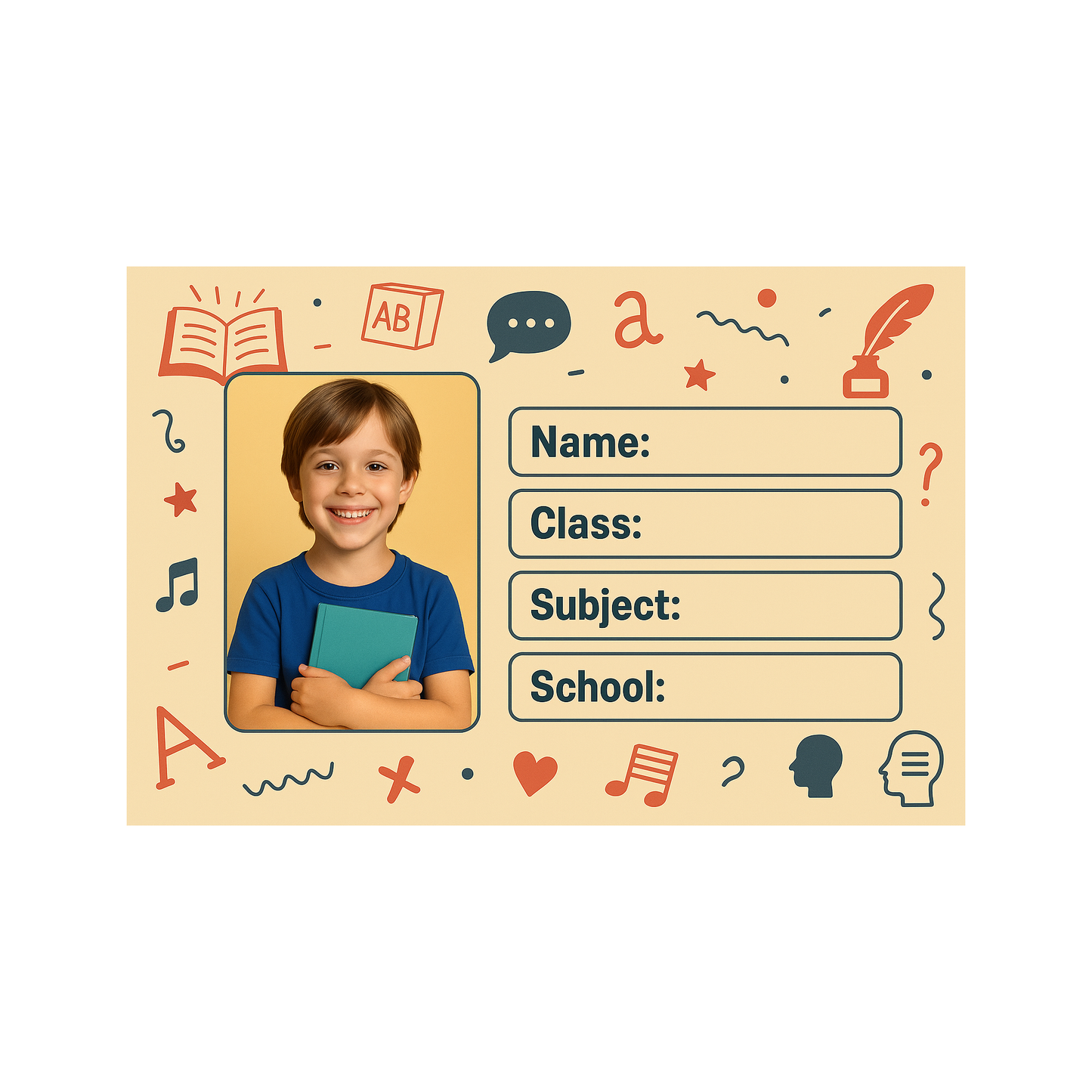 Smeeps Personalized School Book Label – Custom Photo Name Sticker for Kids | 3.5 x 2 Inch Notebook Labels | Pack of 10