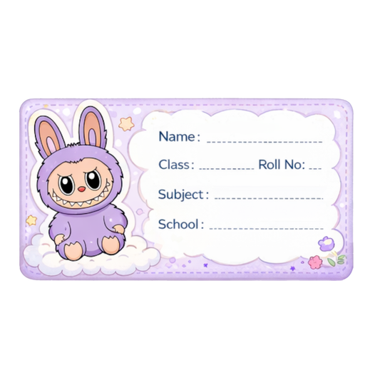 Smeeps Cute Bunny School Name Labels Sticker – 7.62 × 5.08 cm (3 × 2 Inch) Personalized Writable Notebook Labels for Kids | Cartoon Bunny School Stickers Pack of 10