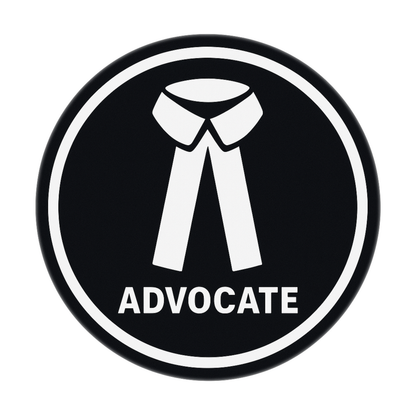 Smeeps Advocate Symbol Vinyl Sticker – 15.24 cm Round Black & White Lawyer Decal | Legal Professional Identity Tag for Car, Office, Laptop | Waterproof & UV-Resistant