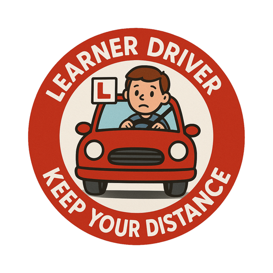 Smeeps Learner Driver Car Sticker – “Keep Your Distance” Red Circle Design – 13.97 x 13.97 cm | Ideal for New Drivers, Waterproof & Durable