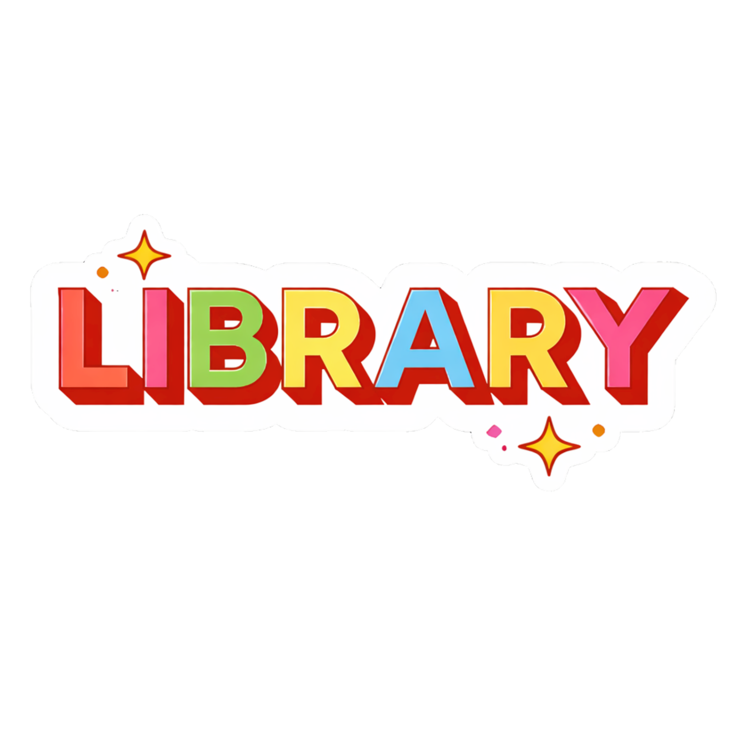 Smeeps Library Text Sticker – 15.45 × 6.35 cm (6.1 × 2.5 Inch) Premium Vinyl Decal | Colorful Library Name Design | Waterproof UV Resistant Wash Proof | Pack of 1