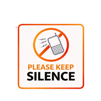 Smeeps Please Keep Silence Sticker – 14.2 × 13.97 cm (5.6 × 5.5 Inch) Premium Vinyl Decal | No Mobile Phone Noise Library Sign | Waterproof UV Resistant Wash Proof | Pack of 1