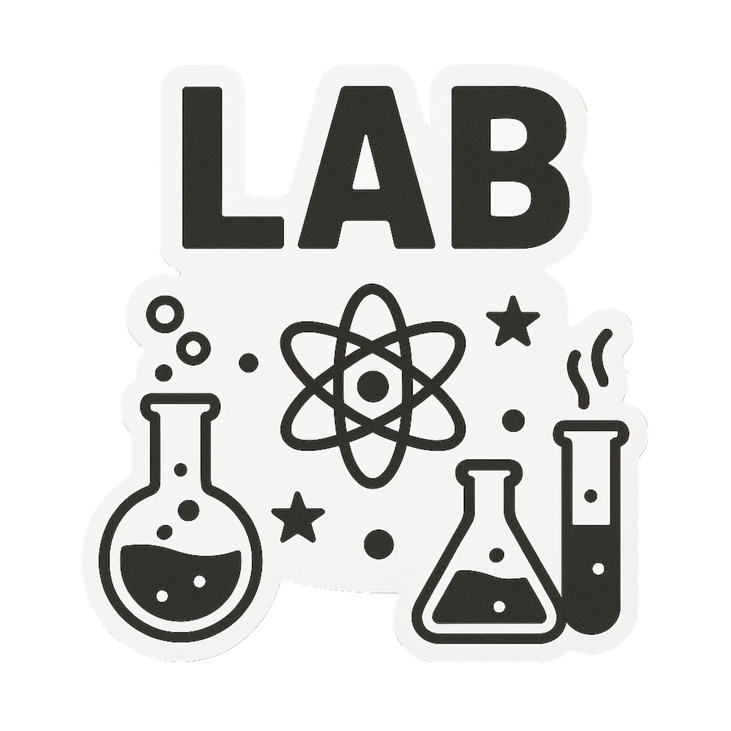 Smeeps Lab Science Sticker – 10.16 x 9.4 cm Chemistry & Biology Vinyl Decal | Beakers, Flasks & Atomic Design | Waterproof Classroom & Laptop Sticker
