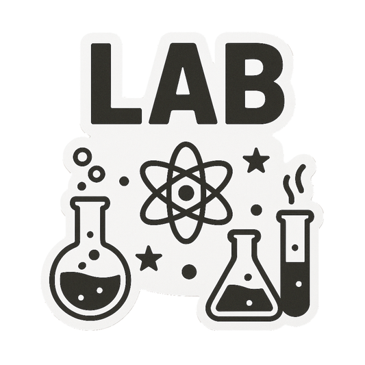 Smeeps Lab Science Sticker – 10.16 x 9.4 cm Chemistry & Biology Vinyl Decal | Beakers, Flasks & Atomic Design | Waterproof Classroom & Laptop Sticker