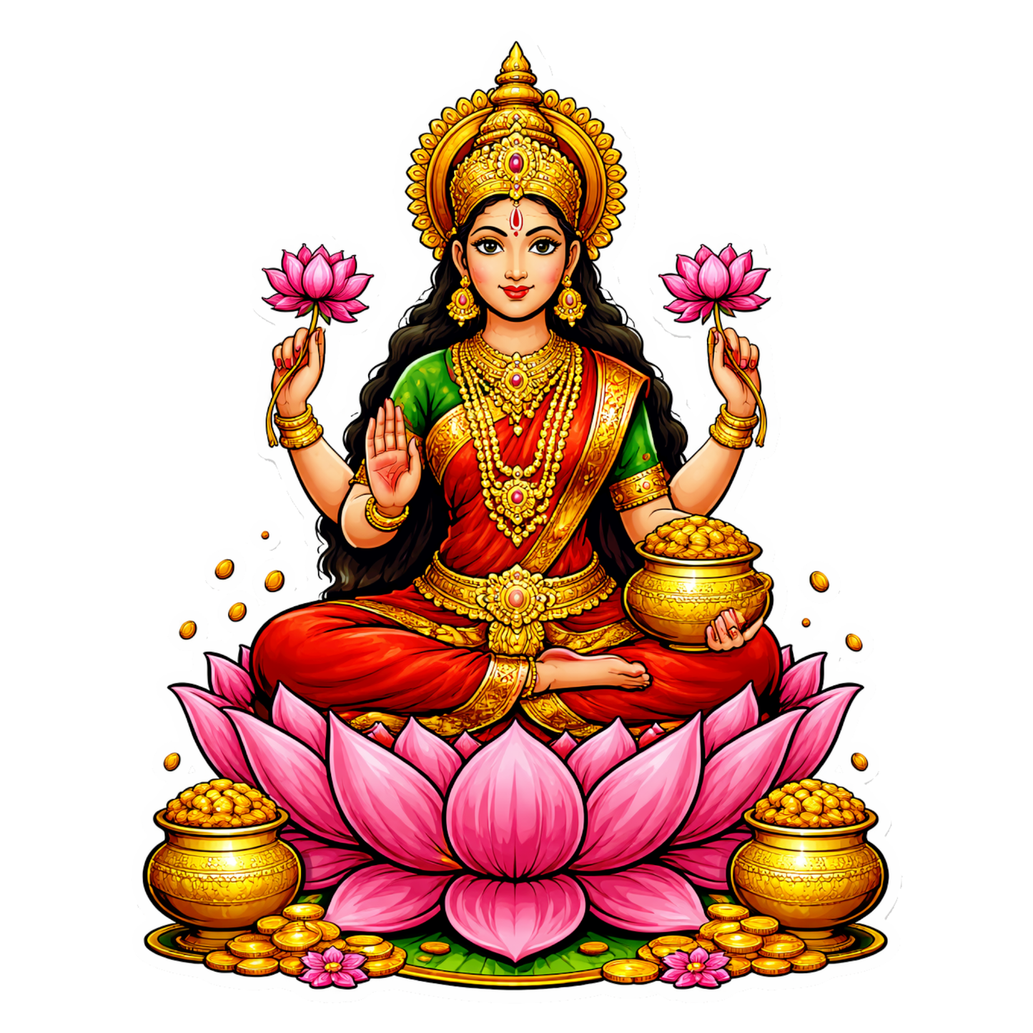 Smeeps Goddess Lakshmi Wealth Sticker – 11.43 × 8.89 cm (4.5 × 3.5 Inch) Feng Shui Prosperity Vinyl Decal for Car & Bike | Waterproof UV Resistant Religious Sticker