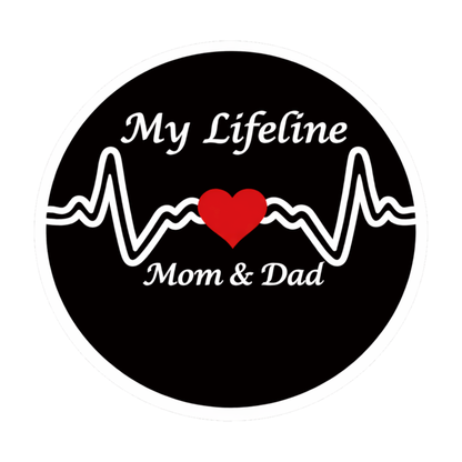 Smeeps My Lifeline Mom & Dad Vinyl Sticker – 10.42 × 10.42 cm (4.1 × 4.1 Inch) Waterproof Family Love Decal | Heartbeat Quote Sticker for Car, Bike, Laptop & Helmet | Pack of 1