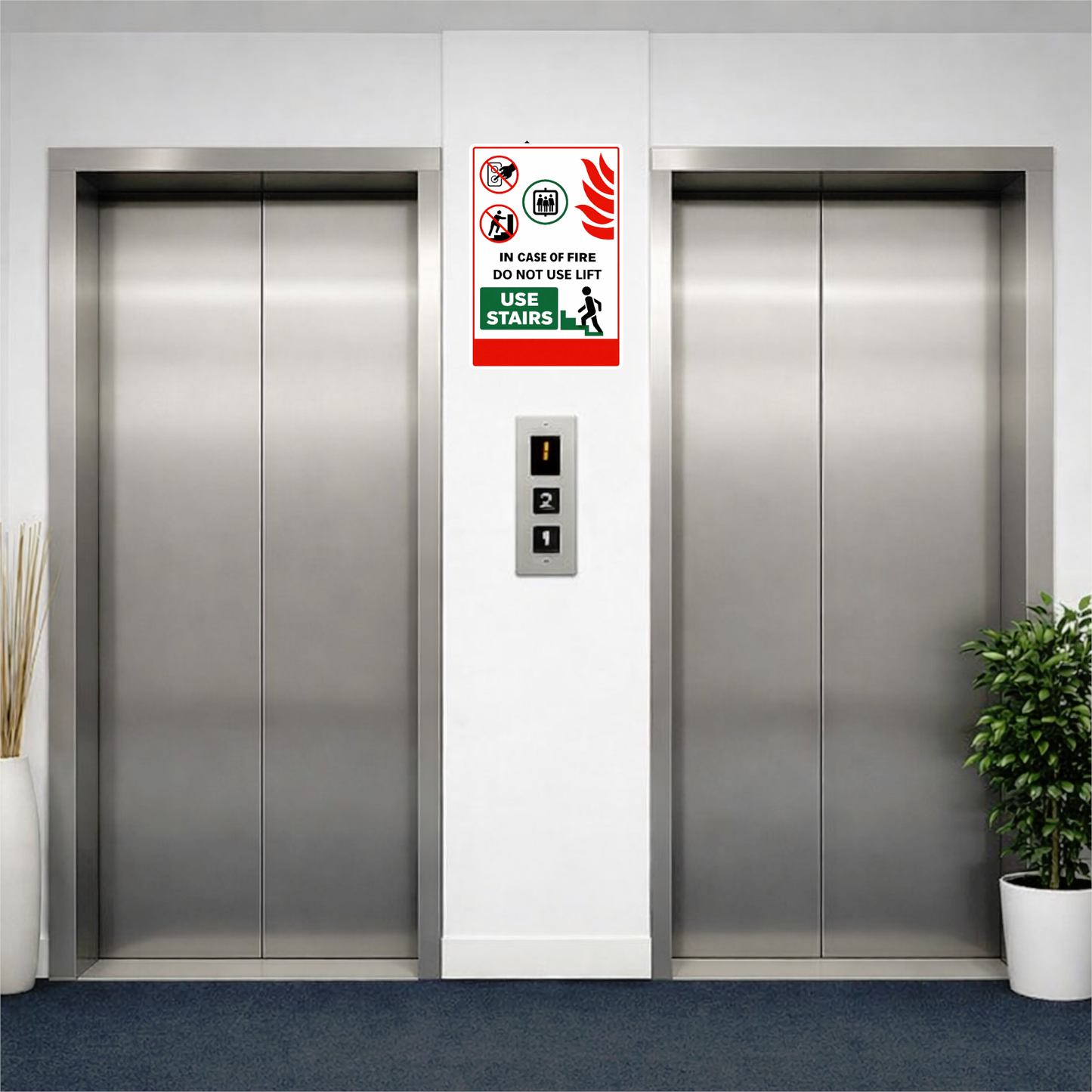 Smeeps In Case of Fire Do Not Use Lift – Use Stairs Sticker – 10.16 × 15.24 cm (4 × 6 Inch) Premium Vinyl Safety Sign | Fire Emergency Lift Warning Sticker | Waterproof UV Resistant Wash Proof | Pack of 1