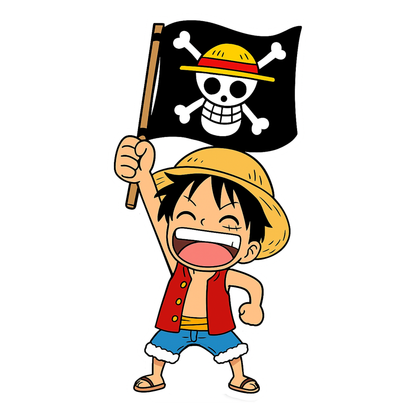 Smeeps Luffy Pirate Flag Sticker – 11.94 x 6.35 cm Car & Bike Decal | One Piece Anime Vinyl | Waterproof & UV Resistant