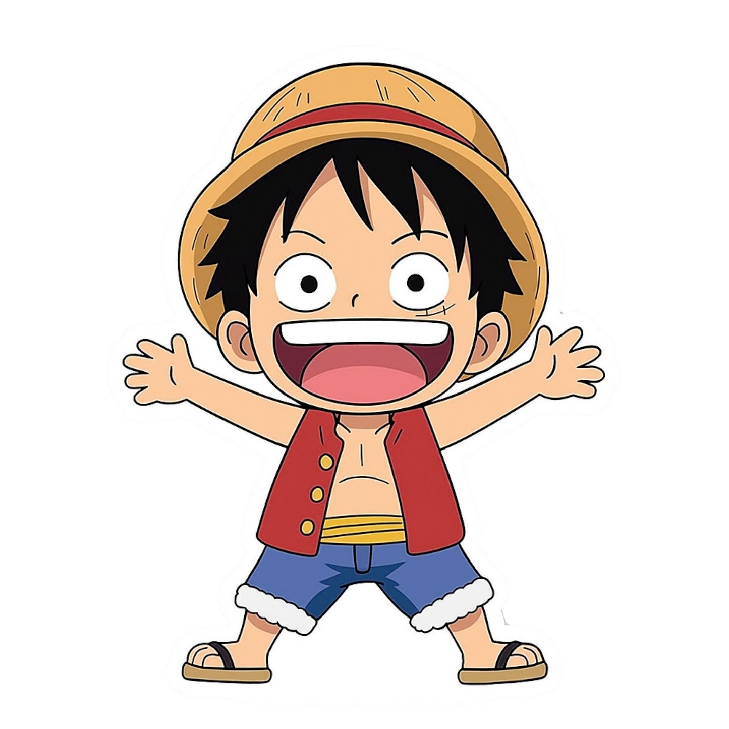 Smeeps Child Luffy Sticker – 10.16 x 7.88 cm Cute One Piece Car & Bike Vinyl Decal | Waterproof & UV-Proof Anime Sticker