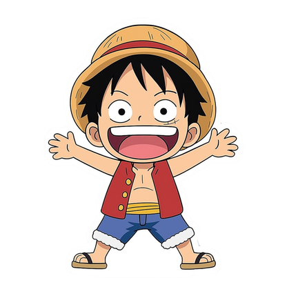 Smeeps Child Luffy Sticker – 10.16 x 7.88 cm Cute One Piece Car & Bike Vinyl Decal | Waterproof & UV-Proof Anime Sticker