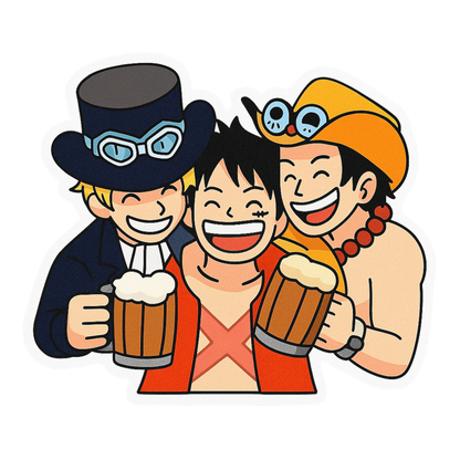 Smeeps One Piece Brothers Sticker – Luffy, Ace & Sabo Chibi Design | 10.16 x 8.64 cm Car & Bike Vinyl Decal | Waterproof & UV-Proof Anime Sticker
