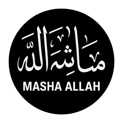 Smeeps Masha Allah Car Sticker – Black Circle Design – 13.97 x 13.97 cm | Premium Vinyl Decal for Cars