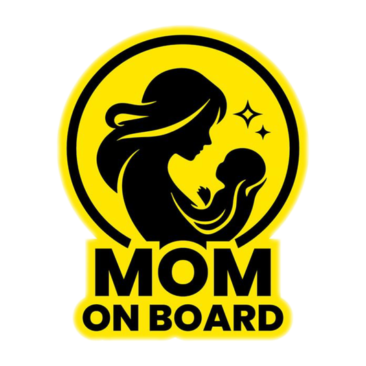 Smeeps “Mom On Board” Baby Embrace Sticker – 10 x 12.5 cm | Caution Sign for New Mothers | Bright Yellow Vinyl