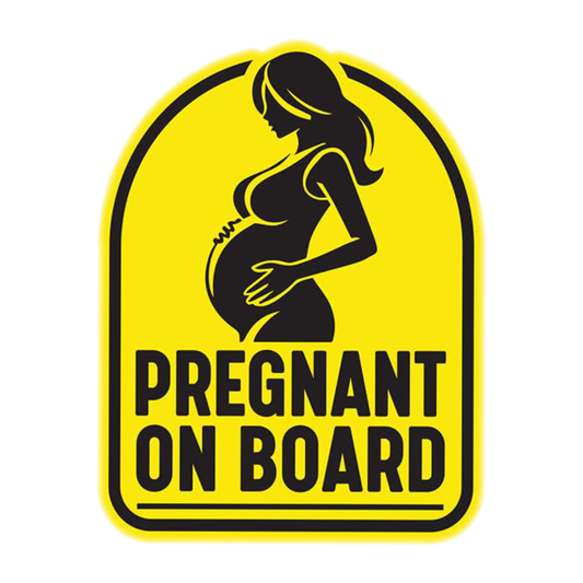 Smeeps Pregnant On Board Sticker – 10 x 13 cm Arch Design with Silhouette Graphic | Bright Yellow Car Alert Decal | Waterproof & Fade Resistant