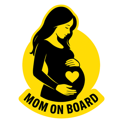 Smeeps Mom On Board Sticker – 14 x 12.7 cm Car & Bike Safety Vinyl Decal | High-Visibility Yellow Design | Waterproof & Durable