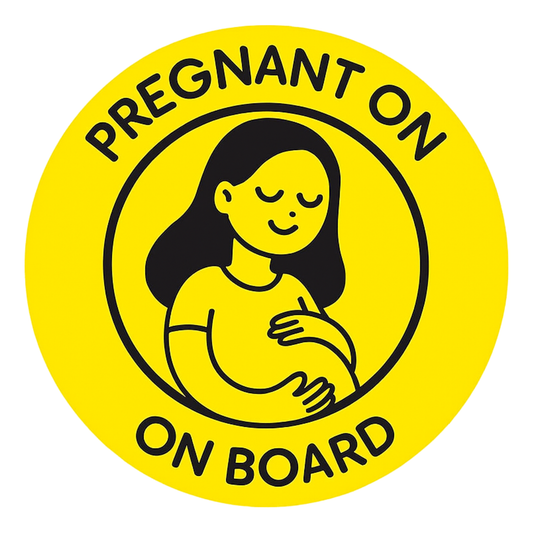 Smeeps Pregnant On Board Sticker – 14 x 14 cm Car & Bike Safety Vinyl Decal | High-Visibility Yellow Round Design | Waterproof & Durable