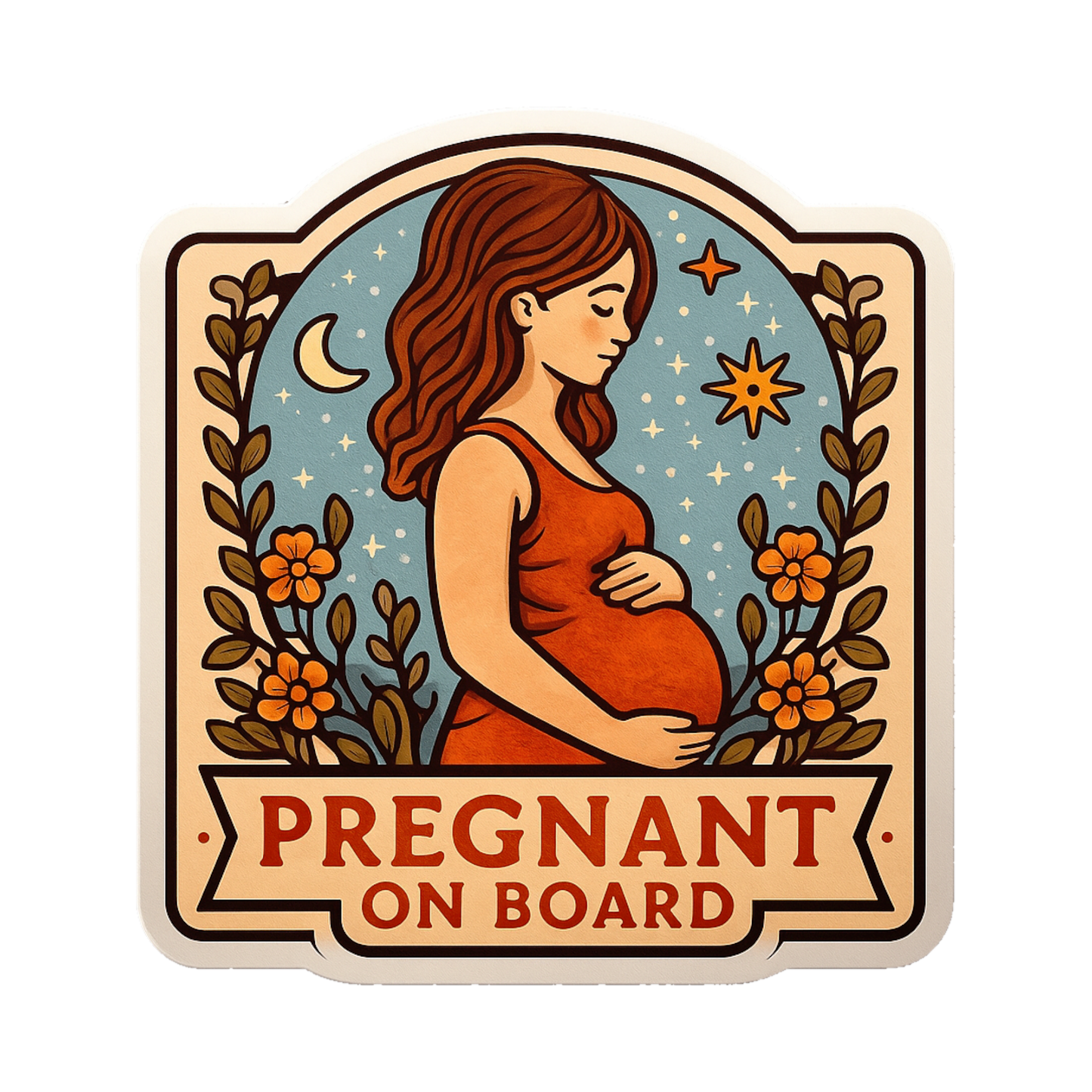Smeeps Pregnant On Board Sticker – Floral Motherhood Design | 10.67 x 11.43 cm Premium Vinyl Car Decal | Wash-Proof & Durable Safety Sticker