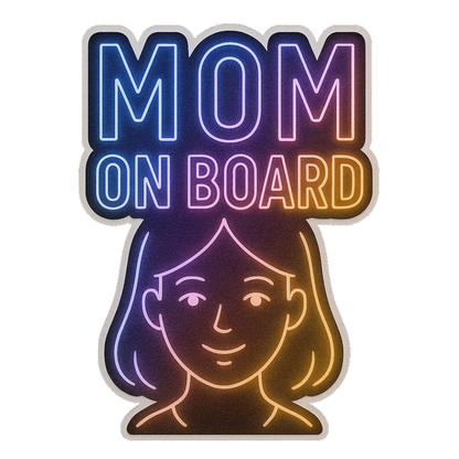 Smeeps “Mom on Board” Neon Sticker – 12.2 x 8.89 cm Waterproof Vinyl Decal | Car Rear Glass Safety Sticker | UV Resistant & Wash-Proof Neon Glow Design