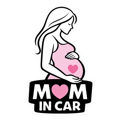 Smeeps Mom In Car Pregnancy Car Sticker – 14 × 8.39 cm (5.5 × 3.3 Inch) Waterproof Vinyl Sticker for Cars | UV Resistant Maternity Safety Decal | Baby Bump Mom On Board Sticker | Pack of 1