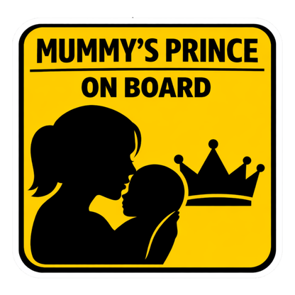 Smeeps Mummy’s Prince On Board Car Sticker – 14.48 × 14 cm (5.7 × 5.5 Inch) Waterproof Vinyl Baby Safety Sticker for Cars | UV Resistant Baby Boy Car Decal | Cute Family Window Sticker | Pack of 1