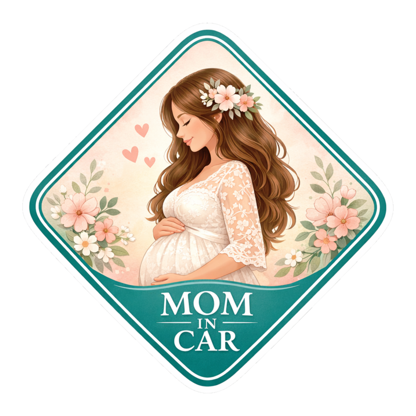 Smeeps Mom In Car Pregnancy Car Sticker – 12.7 × 12.7 cm (5 × 5 Inch) Waterproof Vinyl Maternity Sticker for Cars | UV Resistant Mom To Be Window Decal | Elegant Floral Pregnancy Safety Sticker | Pack of 1