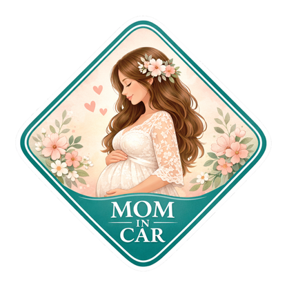 Smeeps Mom In Car Pregnancy Car Sticker – 12.7 × 12.7 cm (5 × 5 Inch) Waterproof Vinyl Maternity Sticker for Cars | UV Resistant Mom To Be Window Decal | Elegant Floral Pregnancy Safety Sticker | Pack of 1