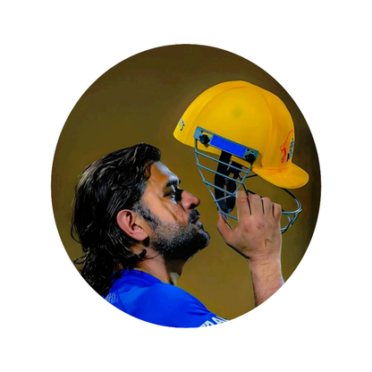 Smeeps MS Dhoni Tribute Sticker – 10.6 × 10.6 cm (4.2 × 4.2 Inch) Round Car & Bike Vinyl Decal | Captain Cool Helmet Kiss Design | Waterproof UV Resistant