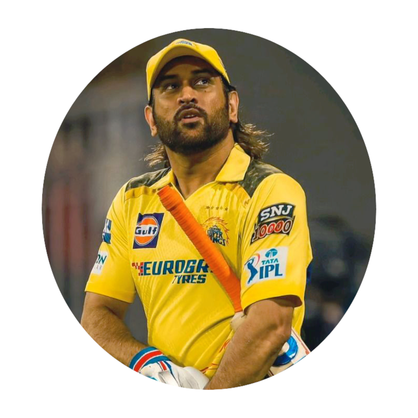 Smeeps MS Dhoni CSK Sticker – 10.9 × 10.16 cm (4.3 × 4 Inch) Round Car & Bike Vinyl Decal | Chennai Super Kings Captain Design | Waterproof UV Resistant