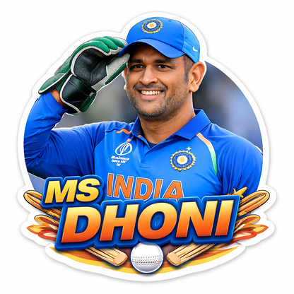 Smeeps MS Dhoni Salute Sticker – 10.16 cm (4 Inch) Die-Cut Car & Bike Vinyl Decal | Team India Legend Design | Waterproof UV Resistant