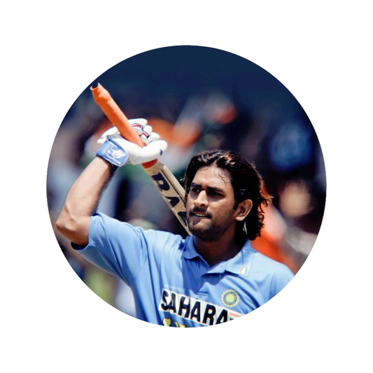 Smeeps MS Dhoni Classic Bat Raise Sticker – 10.16 × 10.16 cm (4 × 4 Inch) Round Car & Bike Vinyl Decal | Team India Legend Design | Waterproof UV Resistant