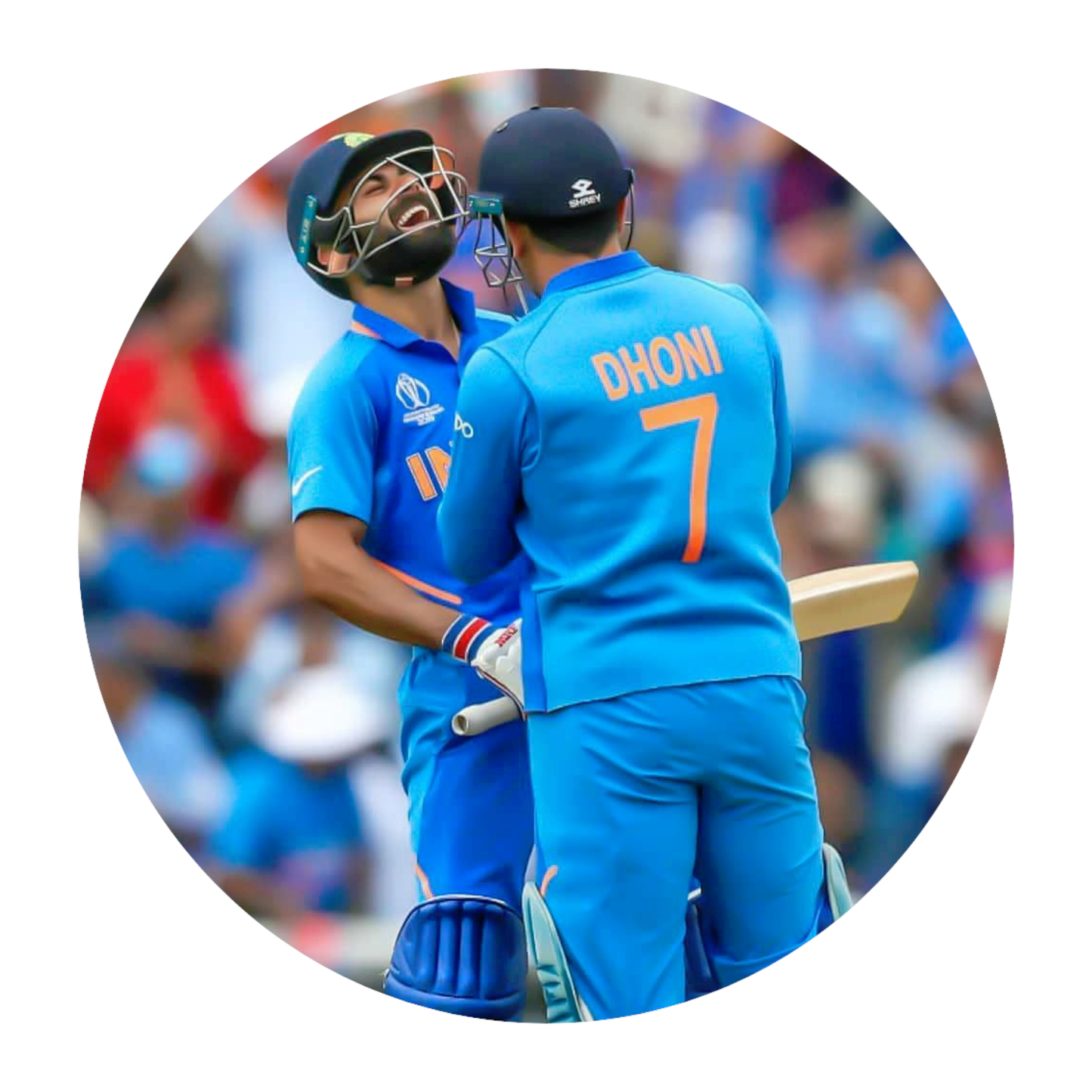 Smeeps MS Dhoni & Virat Kohli India Celebration Sticker – 10.16 cm (4 Inch) Round Car & Bike Vinyl Decal | Iconic Team India Moment Design | Waterproof UV Resistant