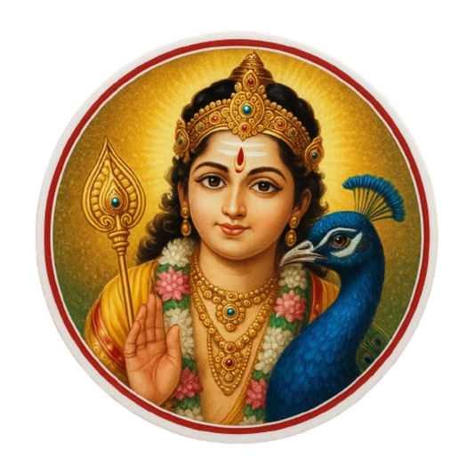 Smeeps Murugan Sticker with Peacock – 7.62 x 7.62 cm | Divine Car & Bike Vinyl Decal
