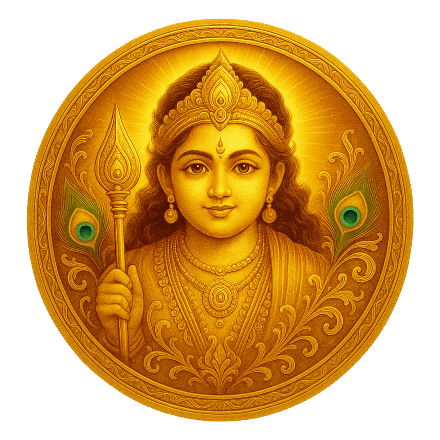 Smeeps Lord Murugan Golden Theme Sticker – 7.62 x 7.62 cm Car & Bike Vinyl Decal | Divine God Artwork | Waterproof & UV-Resistant Design