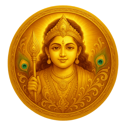 Smeeps Lord Murugan Golden Theme Sticker – 7.62 x 7.62 cm Car & Bike Vinyl Decal | Divine God Artwork | Waterproof & UV-Resistant Design