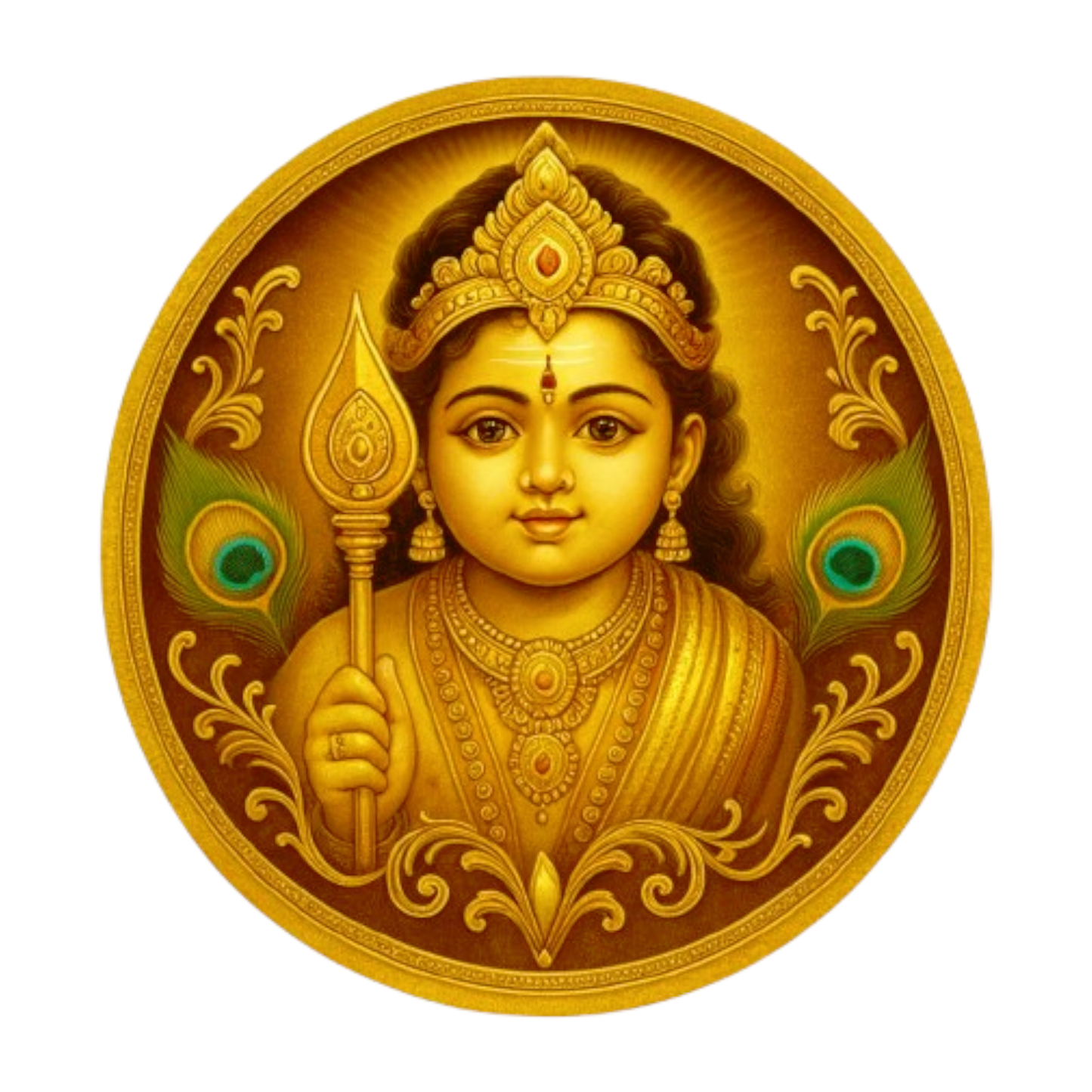 Smeeps Bala Murugan Golden Sticker – 7.62 x 7.62 cm Car & Bike Vinyl Decal | Divine God Murugan Artwork | Waterproof & UV-Resistant Design