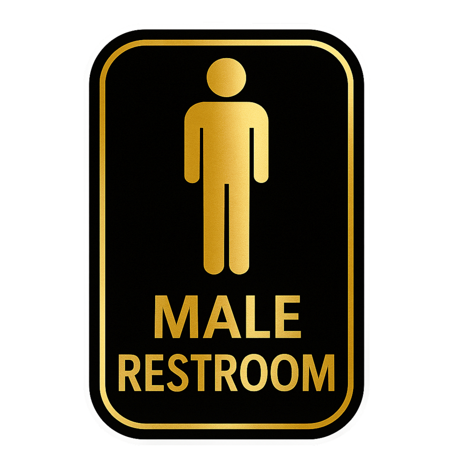 Smeeps Male Restroom Sticker – 10.16 x 15.24 cm Gold & Black Door Sign | Waterproof, Durable & Easy Peel Application