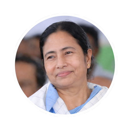 Smeeps Mamata Banerjee Portrait Sticker – 10.16 cm (4 Inch) Round Car & Bike Vinyl Decal | Waterproof UV Resistant Political Design