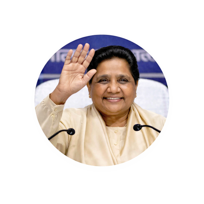 Smeeps Mayawati Portrait Sticker – 10.16 cm (4 Inch) Round Car & Bike Vinyl Decal | Waterproof UV Resistant Political Leader Design