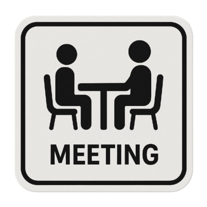 Smeeps Meeting Room Sign Sticker – 14 x 14 cm | Minimal Office Communication Label for Doors & Cabins
