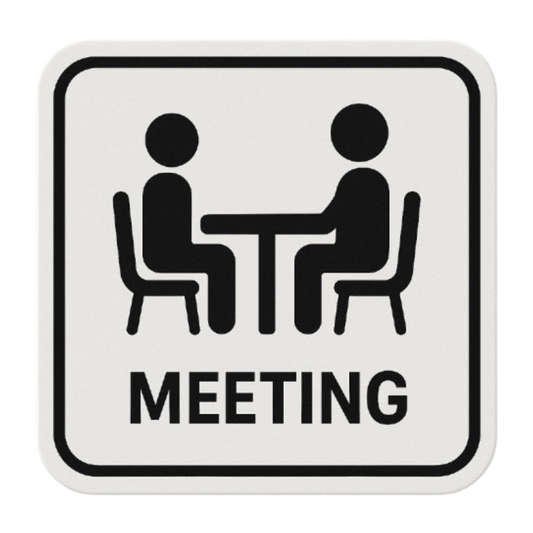 Smeeps Meeting Room Sign Sticker – 14 x 14 cm | Minimal Office Communication Label for Doors & Cabins