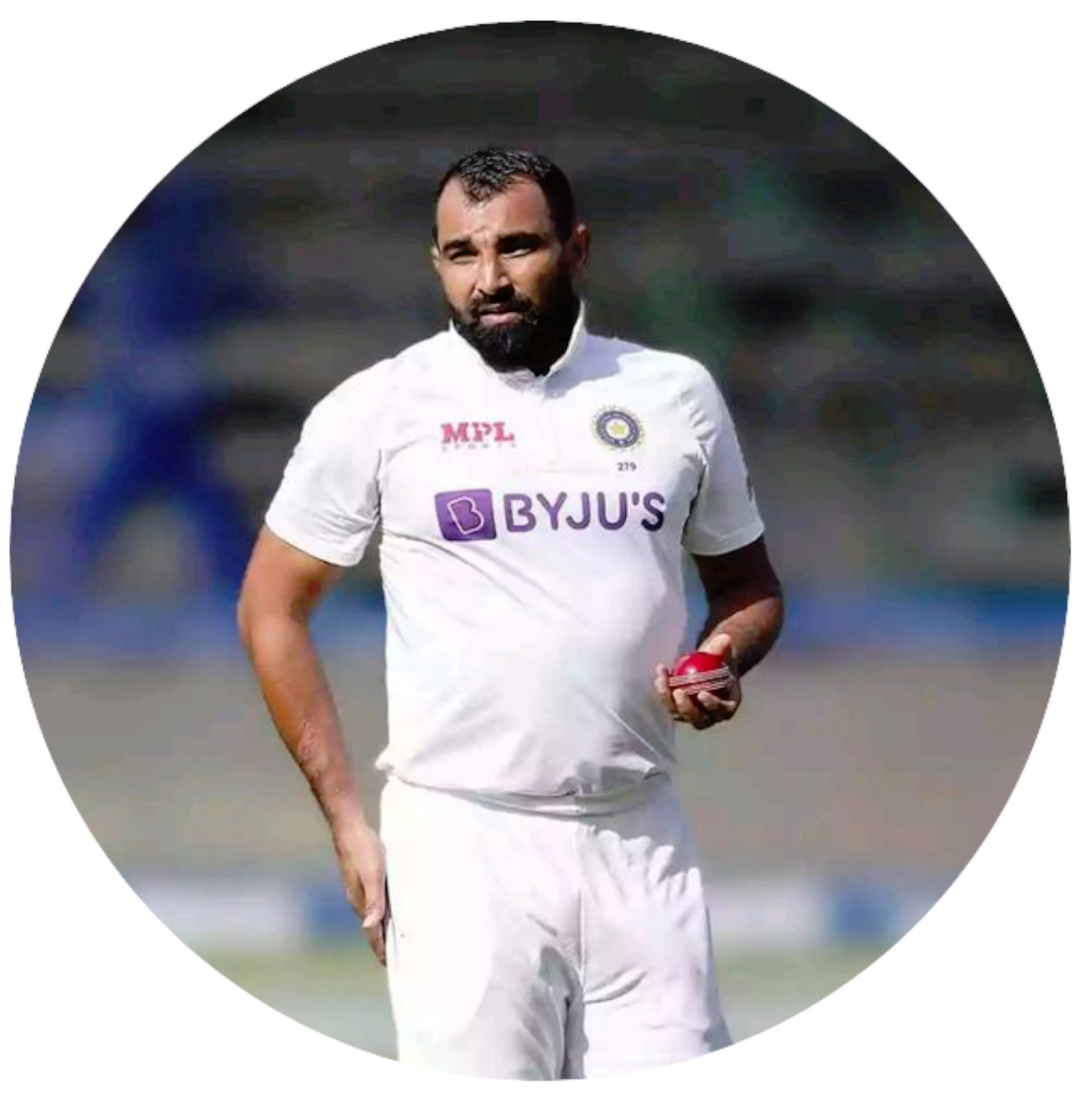 Smeeps Mohammed Shami Sticker – 10.16 cm (4 Inch) Indian Fast Bowler Fan Vinyl Decal | Waterproof UV Resistant Round Car & Bike Sticker