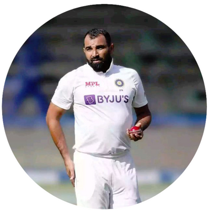 Smeeps Mohammed Shami Sticker – 10.16 cm (4 Inch) Indian Fast Bowler Fan Vinyl Decal | Waterproof UV Resistant Round Car & Bike Sticker