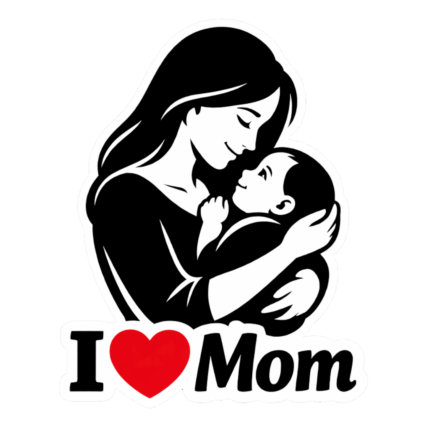 Smeeps I Love Mom Vinyl Sticker – 12.7 × 10.16 cm (5 × 4 Inch) Waterproof Mother Love Sticker | UV Resistant Mom & Baby Car Decal for Car, Bike, Laptop, Helmet & Wall | Pack of 1