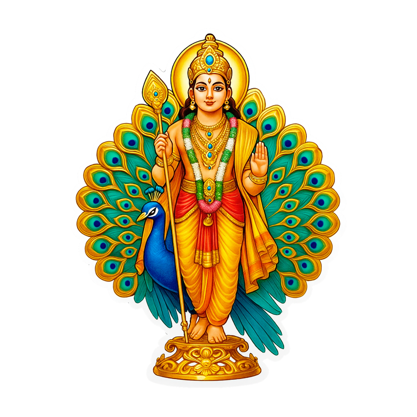 Smeeps Lord Murugan Sticker – Tamil God Murugan with Peacock Vinyl Decal | 8.64 x 11.43 cm Car & Bike Sticker | Waterproof & Durable