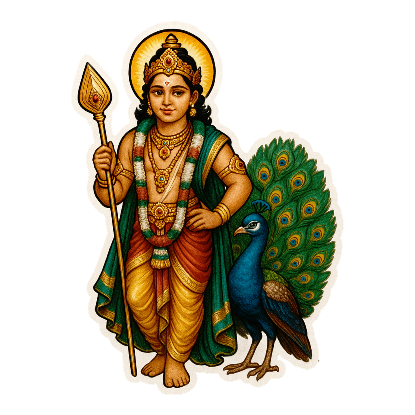 Smeeps Lord Murugan Sticker – Premium Muruga with Peacock Vinyl Decal | 8.39 x 11.43 cm | Waterproof & UV Resistant Car/Bike Sticker