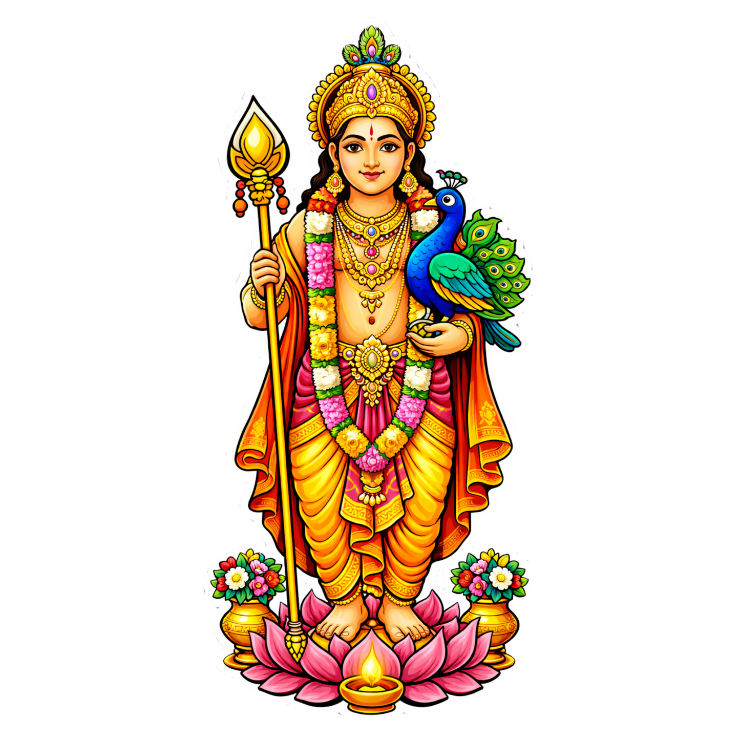 Smeeps Lord Murugan Wall Sticker – 13.97 × 6.60 cm (5.5 × 2.6 Inch) Hindu Religious Vinyl Decal for Door & Wall | Waterproof UV Resistant Spiritual Home Décor Sticker