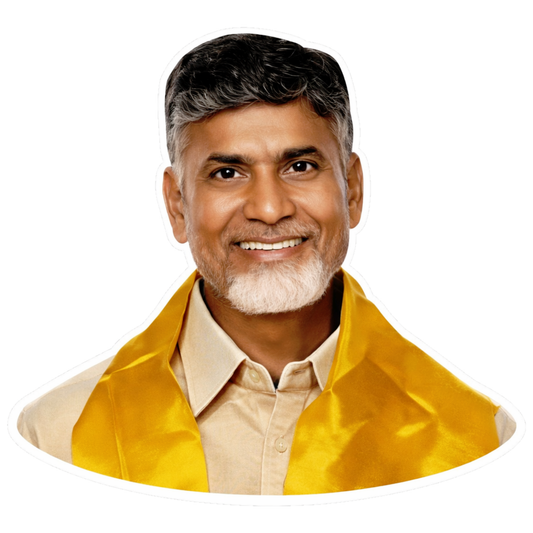 Smeeps N. Chandrababu Naidu Portrait Vinyl Sticker – 10.16 × 9.15 cm (4 × 3.6 Inch) Political Leader Die-Cut Car Sticker | Waterproof UV Resistant Wash Proof | Pack of 1