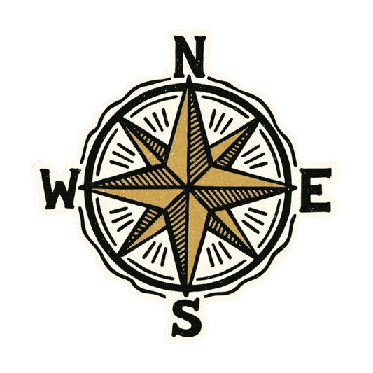 Smeeps Compass Rose Sticker – 10.41 x 10.16 cm Car, Bike & Travel Gear Vinyl Decal | Vintage Adventure Theme | Waterproof & Durable Design