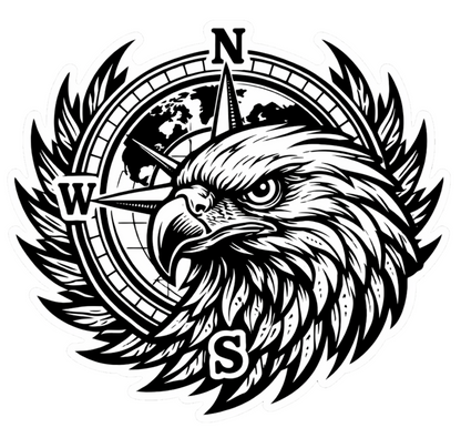 Smeeps Eagle Compass Car Sticker – 11.43 × 10.42 cm (4.5 × 4.1 Inch) Waterproof Vinyl Decal for Cars & Bikes | Black Eagle Head Compass Design | UV Resistant Washproof Automotive Sticker | Pack of 1