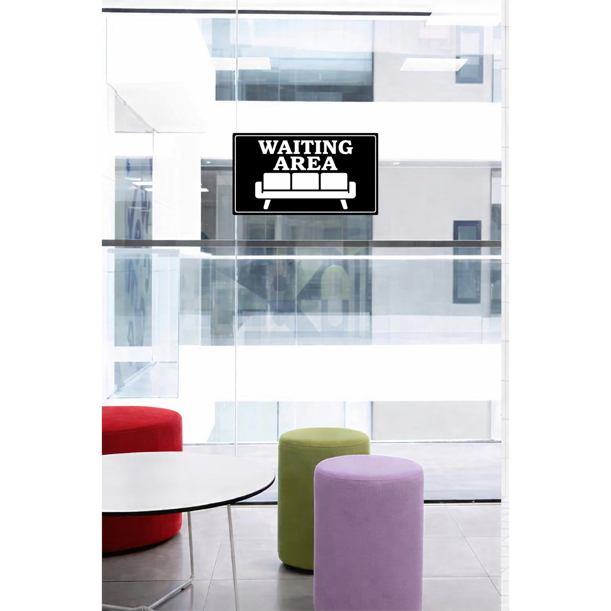 Smeeps Waiting Area Sticker – 14 × 7.88 cm (5.5 × 3.1 Inch) Reception & Seating Area Vinyl Sign | Waterproof UV Resistant Wash Proof Durable